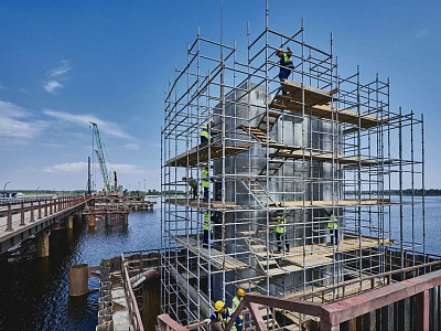 Natsproektstroy is building riverbed supports for the bridge over Shosha River on the high-speed railway line in Tver Region